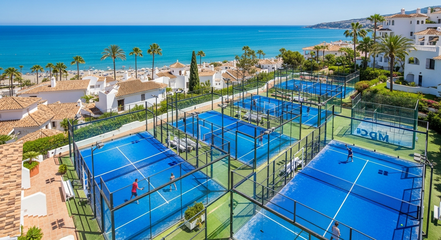 Korty padlowe w sroddziemnomorskim kurorcie z widokiem na morze